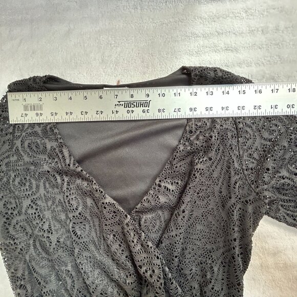 Misa Los Angeles Womens Lace Romper XS Black Long Sleeve V-Neck Lined Casual - Picture 6 of 10